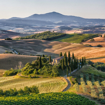 Darstellung des Puzzle Motivs Landhaus bei San Quirico d'Orcia, Val d'Orcia, Provinz Siena, Toskana, Italien 1000 Puzzle 3D Modell