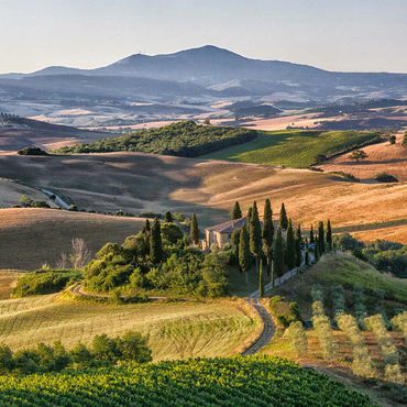 Darstellung des Puzzle Motivs Landhaus bei San Quirico d'Orcia, Val d'Orcia, Provinz Siena, Toskana, Italien 100 Puzzle 3D Modell