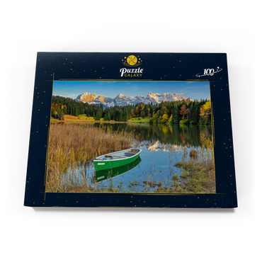 Darstellung des Puzzle Motivs Geroldsee bei Gerold in der Alpenwelt Karwendel, Blick zum Karwendelgebirge 100 Puzzle Schachtel Ansicht3
