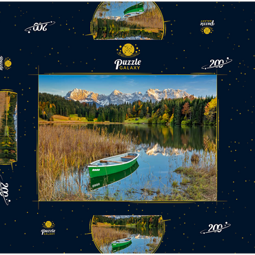 Darstellung des Puzzle Motivs Geroldsee bei Gerold in der Alpenwelt Karwendel, Blick zum Karwendelgebirge 200 Puzzle Schachtel 3D Modell