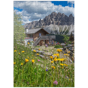 Darstellung des Puzzle Motivs puzzleplate Schatzerhütte (2004m) gegen Aferer Geisler, Plose, Brixen, Dolomiten, Trentino-Südtirol, Italien 1000 Puzzle