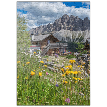 Darstellung des Puzzle Motivs puzzleplate Schatzerhütte (2004m) gegen Aferer Geisler, Plose, Brixen, Dolomiten, Trentino-Südtirol, Italien 200 Puzzle