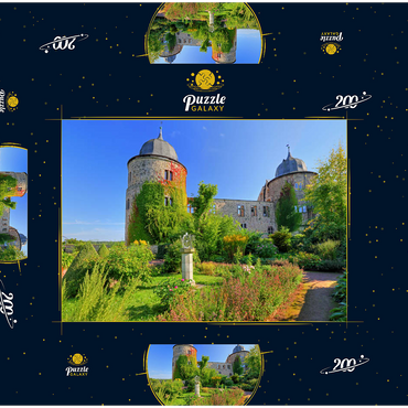 Darstellung des Puzzle Motivs Dornröschenschloss Sababurg, Hofgeismar, Hessen, Deutschland 200 Puzzle Schachtel 3D Modell