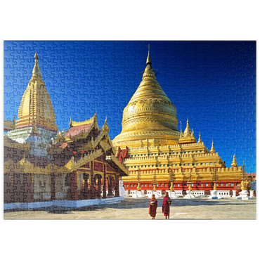 Darstellung des Puzzle Motivs puzzleplate Shwezigon Pagode in Bagan, Mandalay, Myanmar (Burma) 500 Puzzle