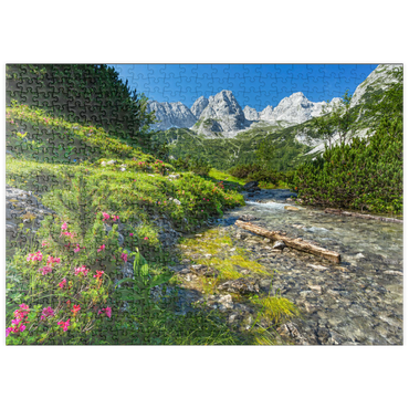 Darstellung des Puzzle Motivs puzzleplate Gaisbach unterhalb des Seebensee mit dem vorderen Drachenkopf (2302m) 500 Puzzle