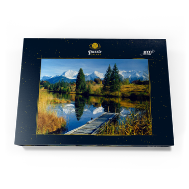 Darstellung des Puzzle Motivs Geroldsee gegen Karwendelgebirge bei Mittenwald, Oberbayern 1000 Puzzle Schachtel Ansicht3