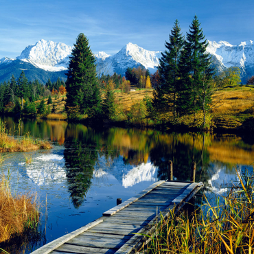 Darstellung des Puzzle Motivs Geroldsee gegen Karwendelgebirge bei Mittenwald, Oberbayern 1000 Puzzle 3D Modell