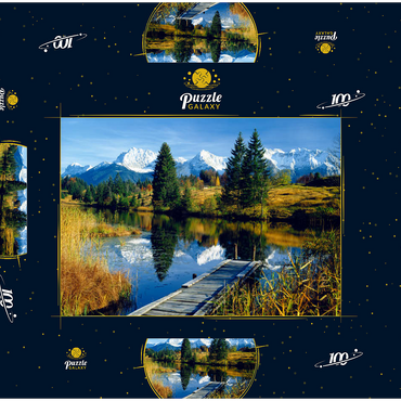 Darstellung des Puzzle Motivs Geroldsee gegen Karwendelgebirge bei Mittenwald, Oberbayern 100 Puzzle Schachtel 3D Modell