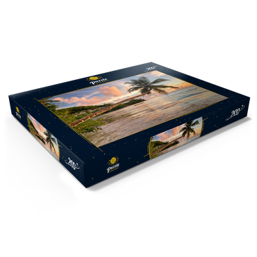 Darstellung des Puzzle Motivs Palme am Strand von Baie Lazare, Westküste, Insel Mahe, Seychellen 200 Puzzle Schachtel Ansicht1