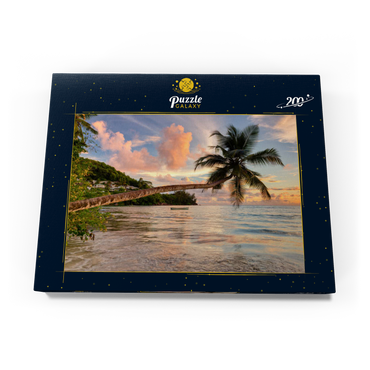 Darstellung des Puzzle Motivs Palme am Strand von Baie Lazare, Westküste, Insel Mahe, Seychellen 200 Puzzle Schachtel Ansicht3