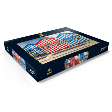 Darstellung des Puzzle Motivs Bunte Holzhäuser im Bade- und Fischerort Costa Nova an der Atlantikküste 200 Puzzle Schachtel Ansicht1
