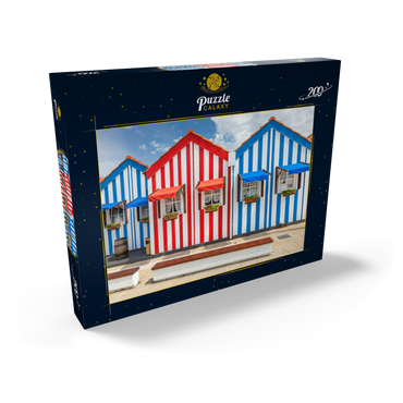 Darstellung des Puzzle Motivs Bunte Holzhäuser im Bade- und Fischerort Costa Nova an der Atlantikküste 200 Puzzle Schachtel Ansicht2