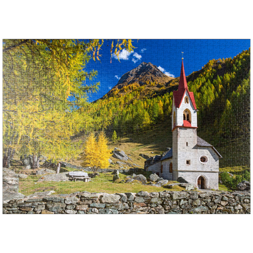 Darstellung des Puzzle Motivs puzzleplate Heilig-Geist-Kirche, 15. Jahrhundert, Kasern, Ahrntal, Trentino-Südtirol 1000 Puzzle