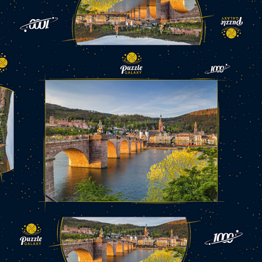 Darstellung des Puzzle Motivs Heidelberger Schloss und Alte Brücke über den Neckar am frühen Morgen 1000 Puzzle Schachtel 3D Modell