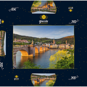 Darstellung des Puzzle Motivs Heidelberger Schloss und Alte Brücke über den Neckar am frühen Morgen 200 Puzzle Schachtel 3D Modell