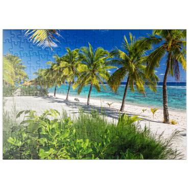 Darstellung des Puzzle Motivs puzzleplate Palmenstrand am Crown Beach Resort bei Arorangi, Insel Rarotonga, Cook Islands, Südsee 200 Puzzle