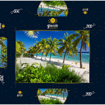 Darstellung des Puzzle Motivs Palmenstrand am Crown Beach Resort bei Arorangi, Insel Rarotonga, Cook Islands, Südsee 200 Puzzle Schachtel 3D Modell