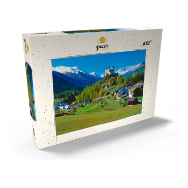 Darstellung des Puzzle Motivs Blick zum Schloss Tarasp, Engadin, Kanton Graubünden, Schweiz 1000 Puzzle Schachtel Ansicht2