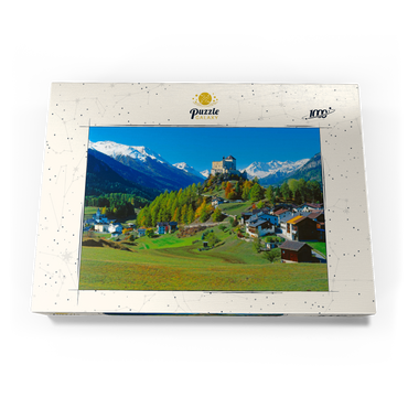 Darstellung des Puzzle Motivs Blick zum Schloss Tarasp, Engadin, Kanton Graubünden, Schweiz 1000 Puzzle Schachtel Ansicht3
