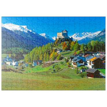 Darstellung des Puzzle Motivs puzzleplate Blick zum Schloss Tarasp, Engadin, Kanton Graubünden, Schweiz 200 Puzzle