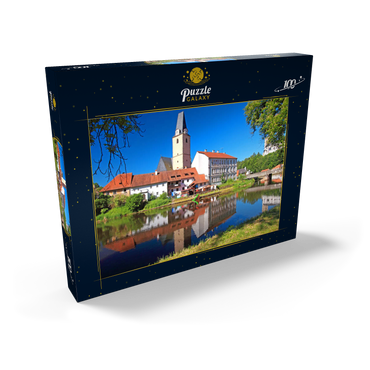 Darstellung des Puzzle Motivs Marienkirche im Zentrum an der Moldau, Rozmberk nad Vltavou 100 Puzzle Schachtel Ansicht2