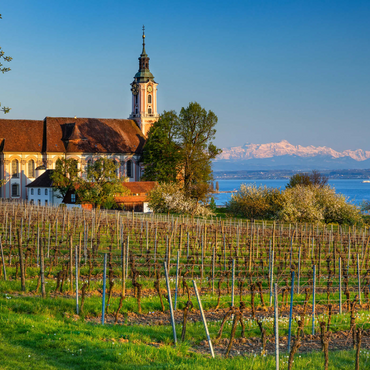 Darstellung des Puzzle Motivs Abend an der Wallfahrtskirche Birnau bei Unteruhldingen am Bodensee im Frühling 1000 Puzzle 3D Modell