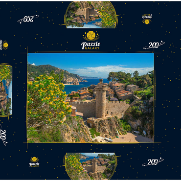 Darstellung des Puzzle Motivs Mittelalterliche Stadtmauer der Vila Vella, Tossa de Mar, Costa Brava, Katalonien, Spanien 200 Puzzle Schachtel 3D Modell