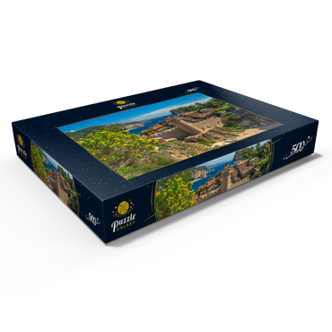 Darstellung des Puzzle Motivs Mittelalterliche Stadtmauer der Vila Vella, Tossa de Mar, Costa Brava, Katalonien, Spanien 500 Puzzle Schachtel Ansicht1