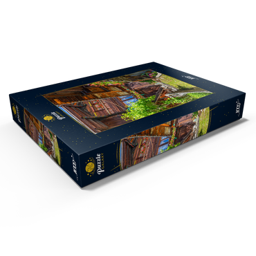 Darstellung des Puzzle Motivs Holzhäuser im Dorf Mürren 1000 Puzzle Schachtel Ansicht1