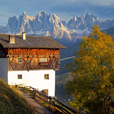 Darstellung des Puzzle Motivs Geislergruppe, Dolomiten, Villnösstal, Provinz Bozen, Südtirol, Italien 1000 Puzzle 3D Modell
