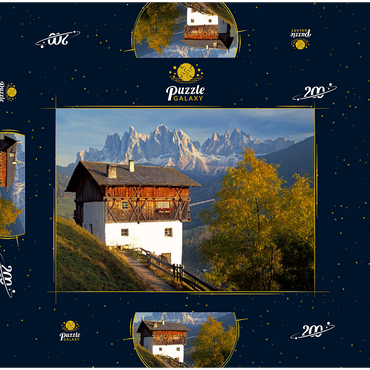 Darstellung des Puzzle Motivs Geislergruppe, Dolomiten, Villnösstal, Provinz Bozen, Südtirol, Italien 200 Puzzle Schachtel 3D Modell