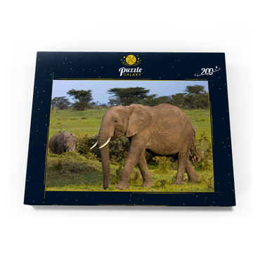 Darstellung des Puzzle Motivs Masai Mara, Kenia, Elefanten 200 Puzzle Schachtel Ansicht3