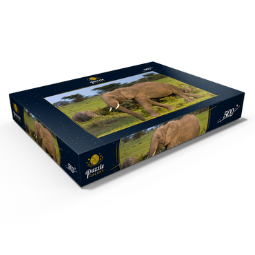 Darstellung des Puzzle Motivs Masai Mara, Kenia, Elefanten 500 Puzzle Schachtel Ansicht1