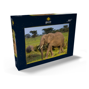 Darstellung des Puzzle Motivs Masai Mara, Kenia, Elefanten 500 Puzzle Schachtel Ansicht2