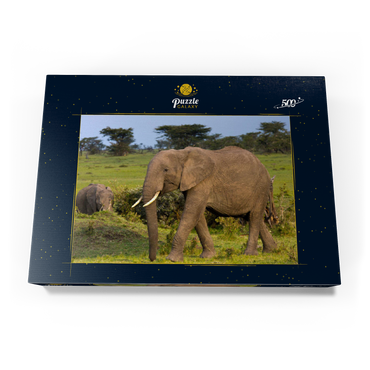 Darstellung des Puzzle Motivs Masai Mara, Kenia, Elefanten 500 Puzzle Schachtel Ansicht3