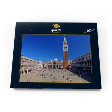 Darstellung des Puzzle Motivs Markusplatz mit Markuskirche und Campanile, Venedig, Italien 100 Puzzle Schachtel Ansicht3