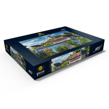 Darstellung des Puzzle Motivs Blick über den Rhein zur Altstadt und Festung Munot 1000 Puzzle Schachtel Ansicht1