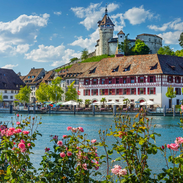 Darstellung des Puzzle Motivs Blick über den Rhein zur Altstadt und Festung Munot 1000 Puzzle 3D Modell