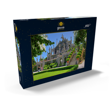 Darstellung des Puzzle Motivs Gartenterrassen im Park des Palazzo Borromeo auf der Isola Bella bei Stresa, Lago Maggiore 1000 Puzzle Schachtel Ansicht2
