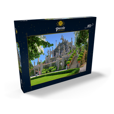 Darstellung des Puzzle Motivs Gartenterrassen im Park des Palazzo Borromeo auf der Isola Bella bei Stresa, Lago Maggiore 100 Puzzle Schachtel Ansicht2