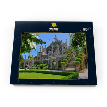Darstellung des Puzzle Motivs Gartenterrassen im Park des Palazzo Borromeo auf der Isola Bella bei Stresa, Lago Maggiore 100 Puzzle Schachtel Ansicht3