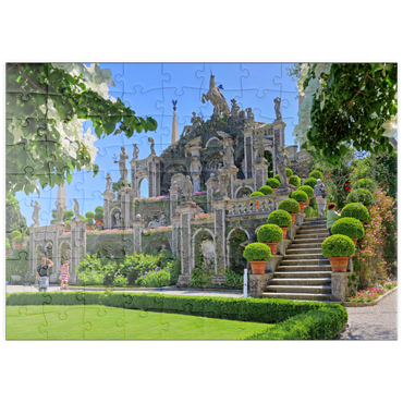 Darstellung des Puzzle Motivs puzzleplate Gartenterrassen im Park des Palazzo Borromeo auf der Isola Bella bei Stresa, Lago Maggiore 100 Puzzle