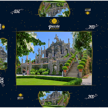 Darstellung des Puzzle Motivs Gartenterrassen im Park des Palazzo Borromeo auf der Isola Bella bei Stresa, Lago Maggiore 200 Puzzle Schachtel 3D Modell