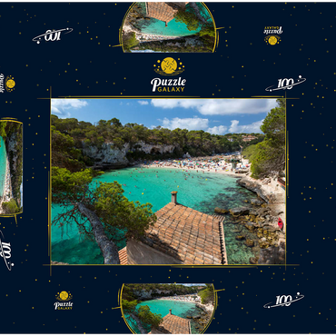 Darstellung des Puzzle Motivs Blick in die Lagune Cala Llombards bei Santanyi, Mallorca 100 Puzzle Schachtel 3D Modell