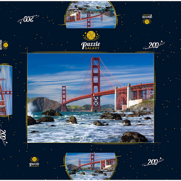 Darstellung des Puzzle Motivs San Francisco Bay und Golden Gate Bridge, San Francisco, Kalifornien, USA 200 Puzzle Schachtel 3D Modell