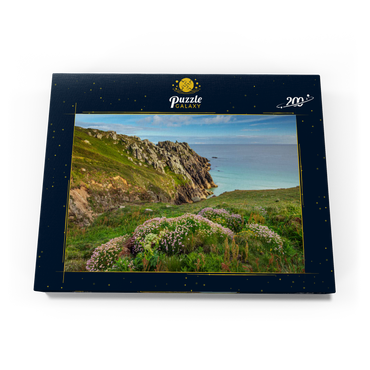 Darstellung des Puzzle Motivs Porthcurno Bay, Penwith Peninsula, Cornwall, England, Großbritannien 200 Puzzle Schachtel Ansicht3