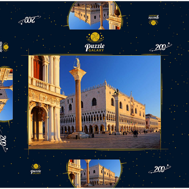 Darstellung des Puzzle Motivs Biblioteca Nationale Marciana, Piazzetta und Dogenpalast, Venedig, Italien 200 Puzzle Schachtel 3D Modell