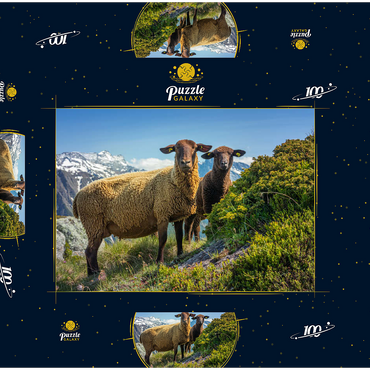 Darstellung des Puzzle Motivs Braunes Bergschaf im Wandergebiet Aletschregion, Aletschgebiet 100 Puzzle Schachtel 3D Modell
