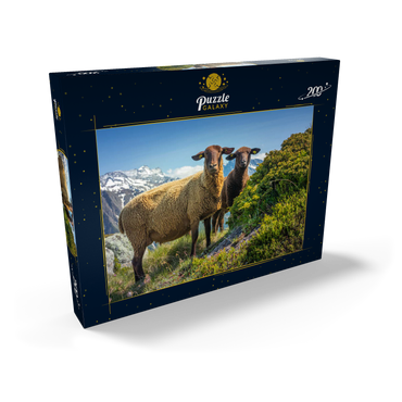 Darstellung des Puzzle Motivs Braunes Bergschaf im Wandergebiet Aletschregion, Aletschgebiet 200 Puzzle Schachtel Ansicht2