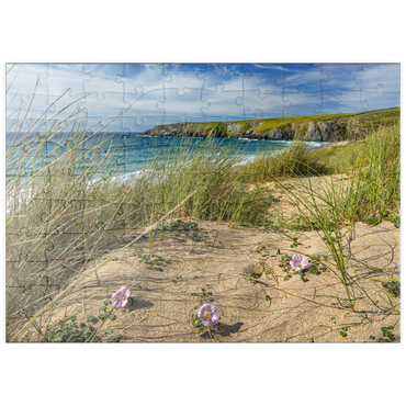 Darstellung des Puzzle Motivs puzzleplate Dünen am Strand von Holywell Bay bei Newquay, Nordküste, Cornwall 100 Puzzle